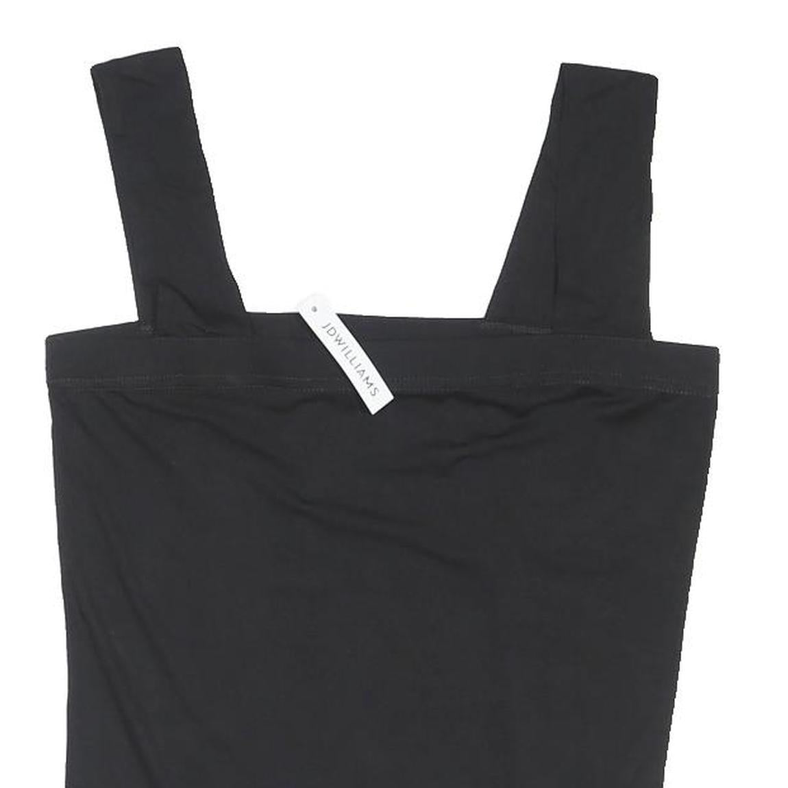 JD WILLIAMS Womens Black Cotton Blend Cropped Top Sleeveless Square Neck UK 12