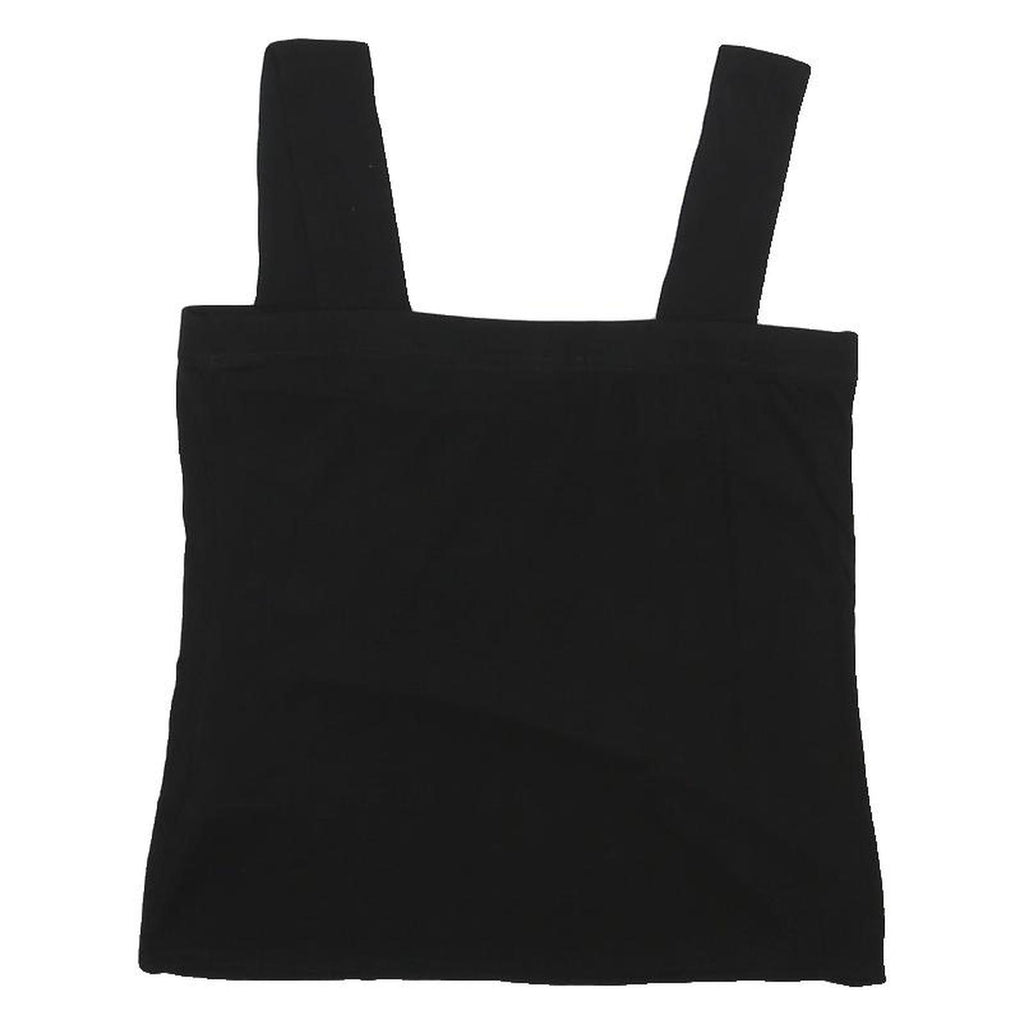 JD WILLIAMS Womens Black Cotton Blend Cropped Top Sleeveless Square Neck UK 12