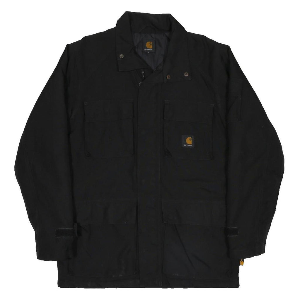 CARHARTT Mens Black Nylon Jacket S Woven Zip Workwear Casual Outerwear