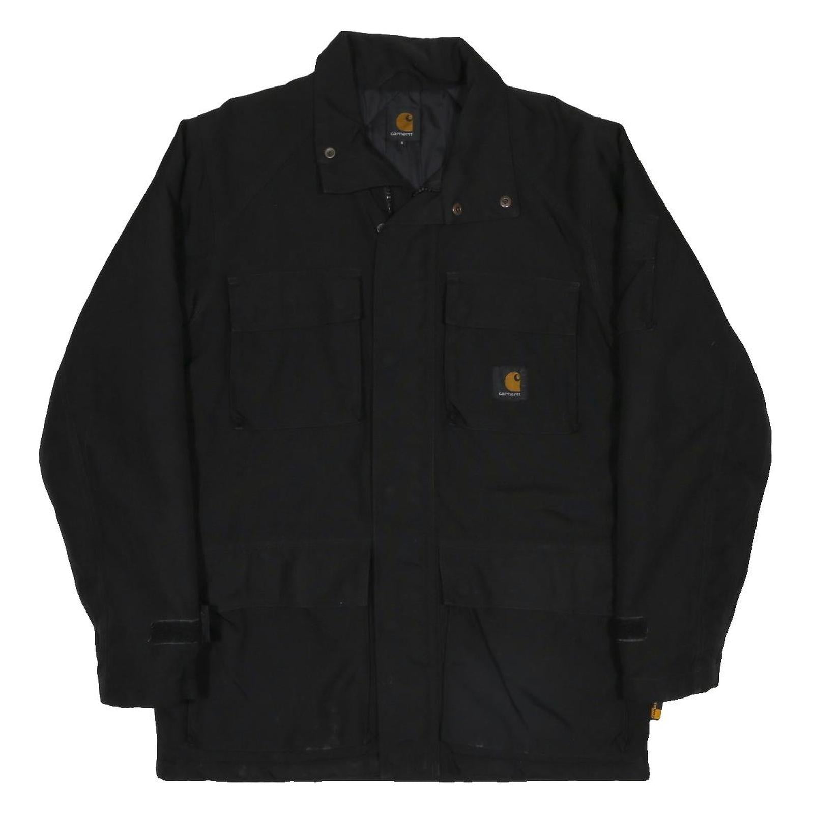 CARHARTT Mens Black Nylon Jacket S Woven Zip Workwear Casual Outerwear