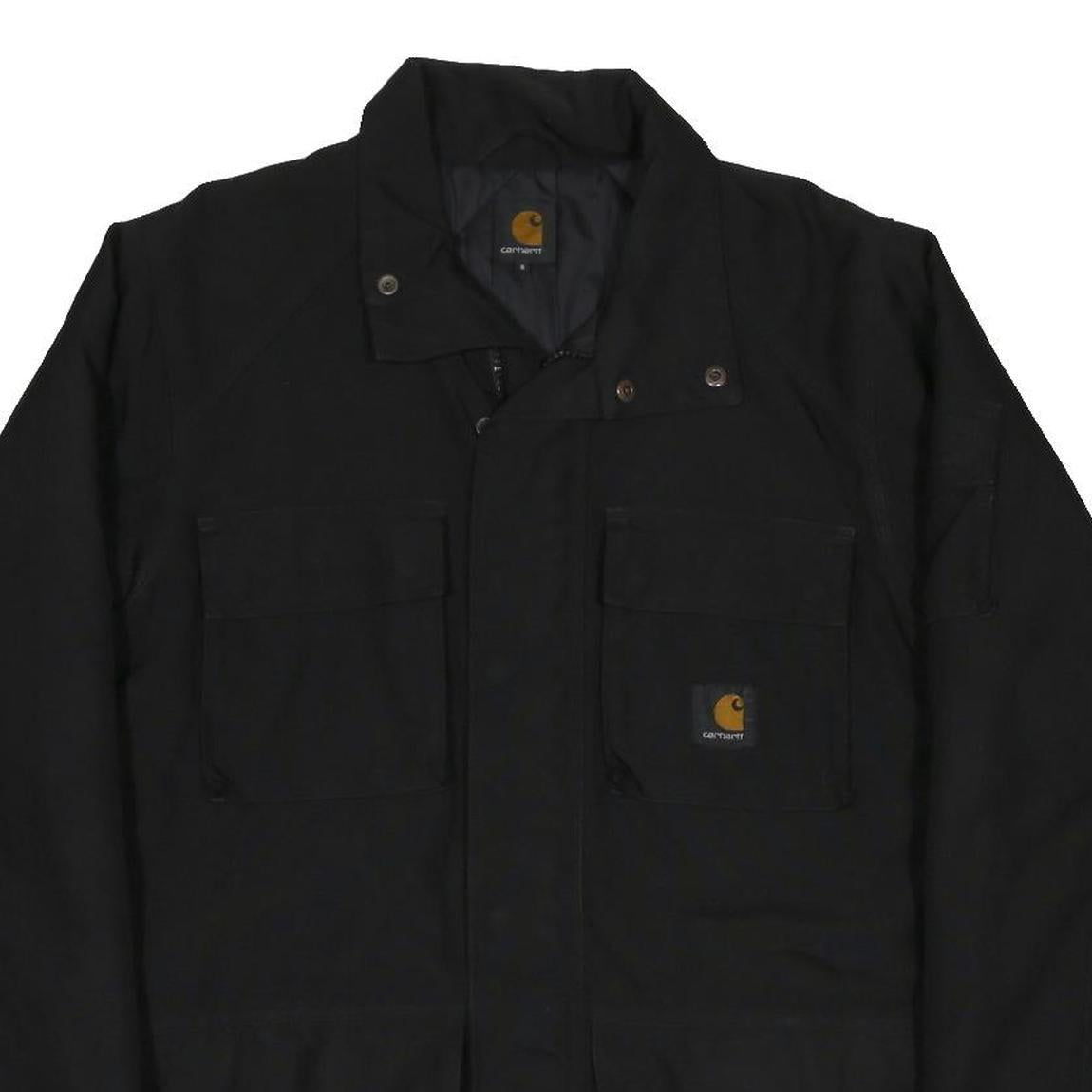 CARHARTT Mens Black Nylon Jacket S Woven Zip Workwear Casual Outerwear