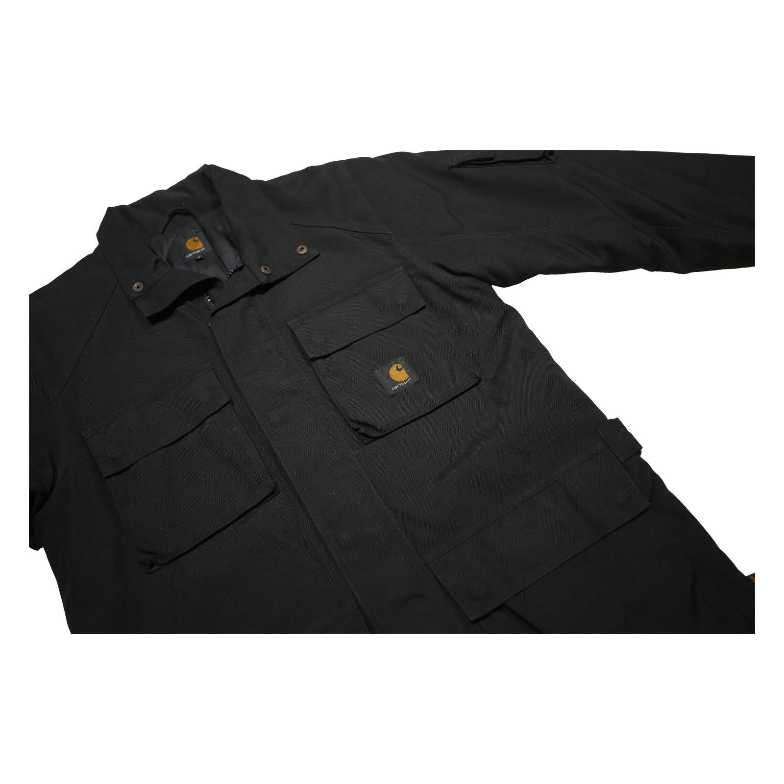 CARHARTT Mens Black Nylon Jacket S Woven Zip Workwear Casual Outerwear