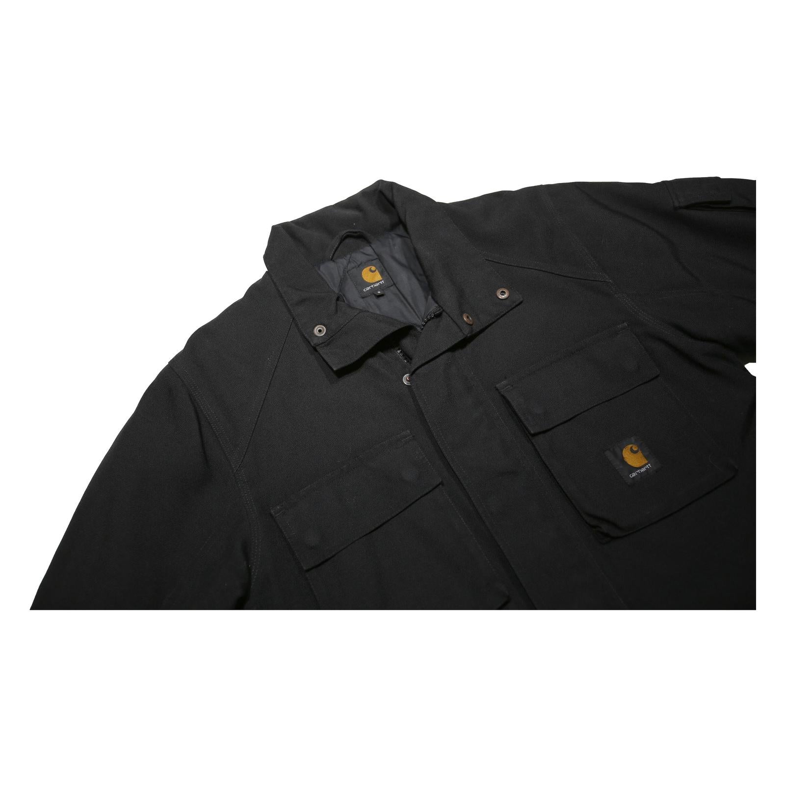 CARHARTT Mens Black Nylon Jacket S Woven Zip Workwear Casual Outerwear