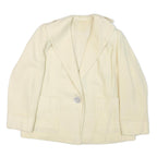 Womens Cream Button Jacket M Polyester Blend Plain Classic Fit Lightweight