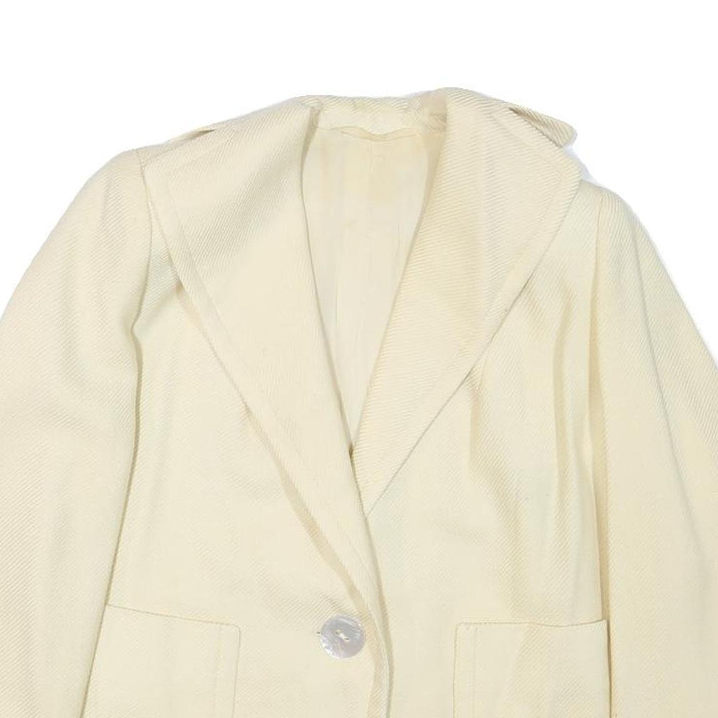 Womens Cream Button Jacket M Polyester Blend Plain Classic Fit Lightweight