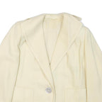 Womens Cream Button Jacket M Polyester Blend Plain Classic Fit Lightweight