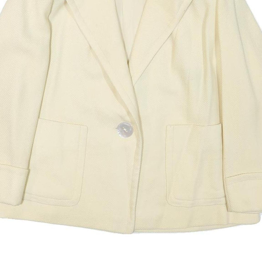 Womens Cream Button Jacket M Polyester Blend Plain Classic Fit Lightweight