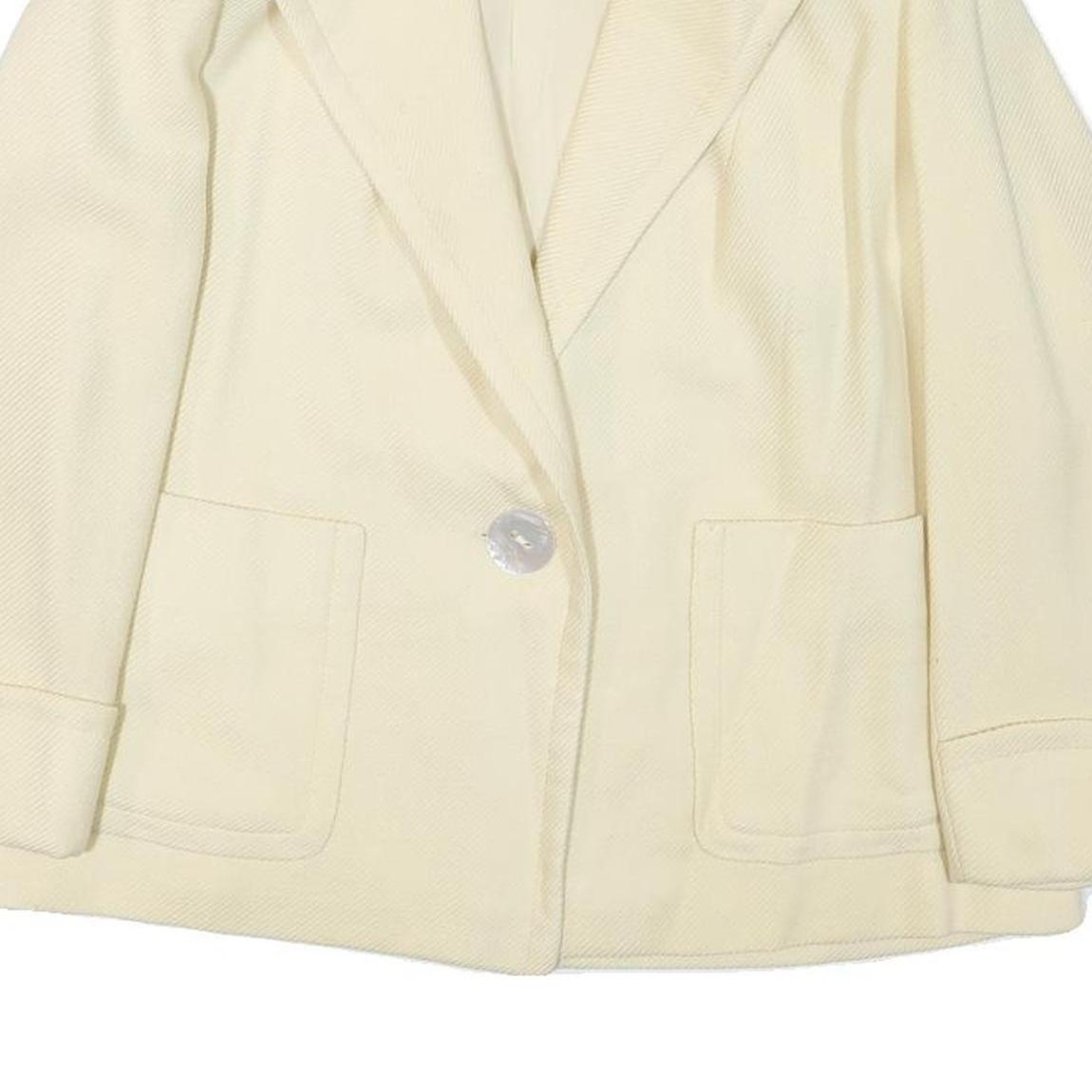 Womens Cream Button Jacket M Polyester Blend Plain Classic Fit Lightweight