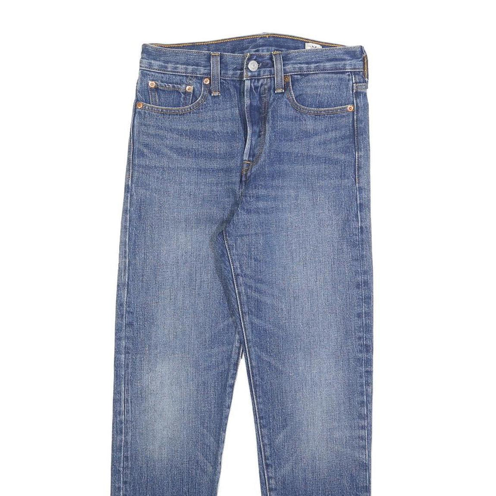 LEVI'S Womens Slim Blue Denim Light Jeans W25 L27 Raw Hem Button Closure