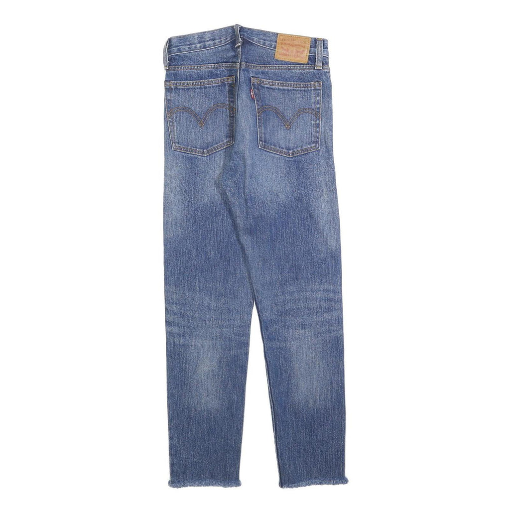 LEVI'S Womens Slim Blue Denim Light Jeans W25 L27 Raw Hem Button Closure