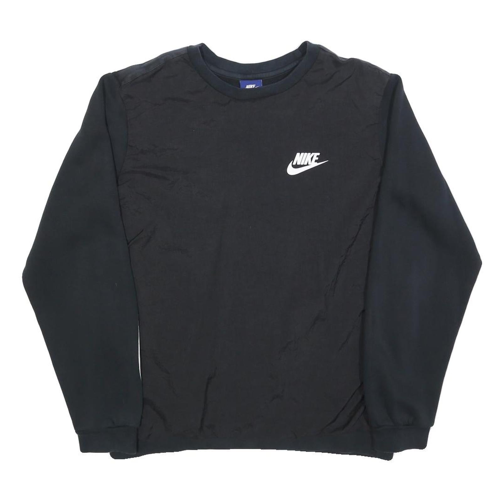 NIKE Mens Black Crew Neck Sweatshirt M Polyester Blend Long Sleeve Sportswear