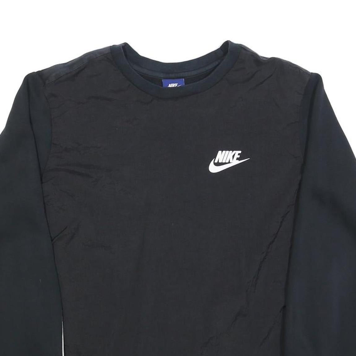 NIKE Mens Black Crew Neck Sweatshirt M Polyester Blend Long Sleeve Sportswear