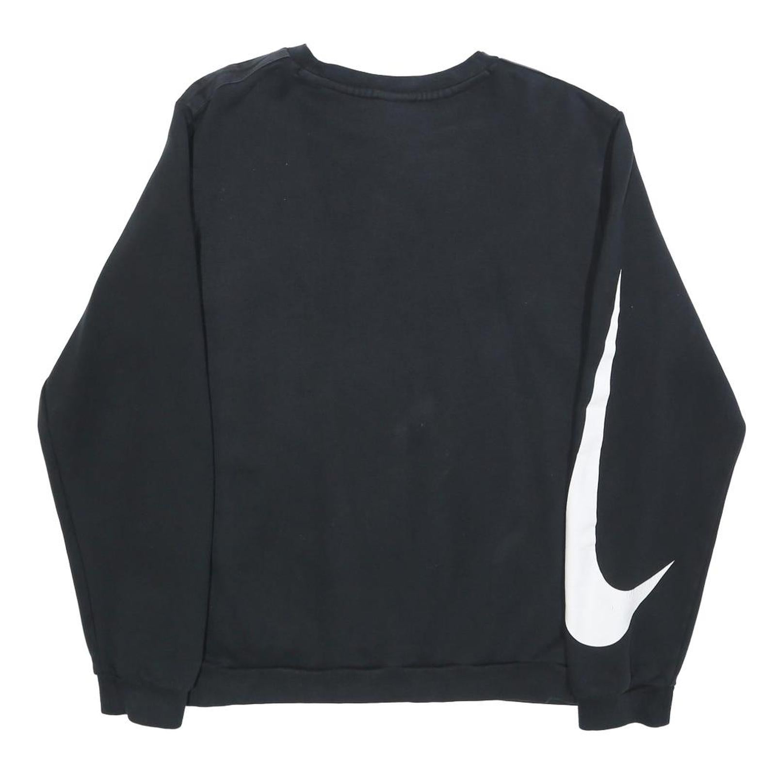 NIKE Mens Black Crew Neck Sweatshirt M Polyester Blend Long Sleeve Sportswear