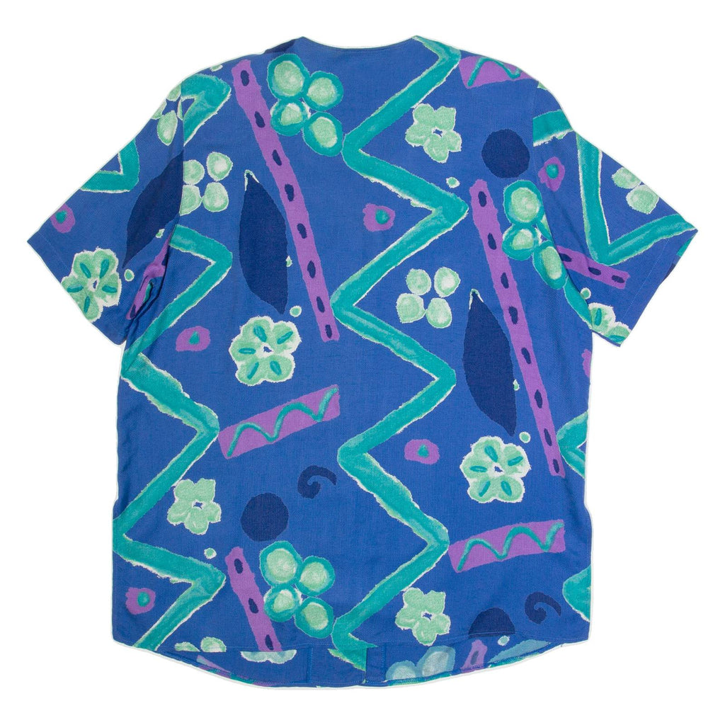 DIVINA OF SWITZERLAND Womens Printed Shirt Blue Crazy Pattern XL