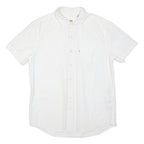 LEVI'S Mens White Plain Cotton Blend Shirt M Button Down Collar Casual Summer
