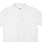 LEVI'S Mens White Plain Cotton Blend Shirt M Button Down Collar Casual Summer