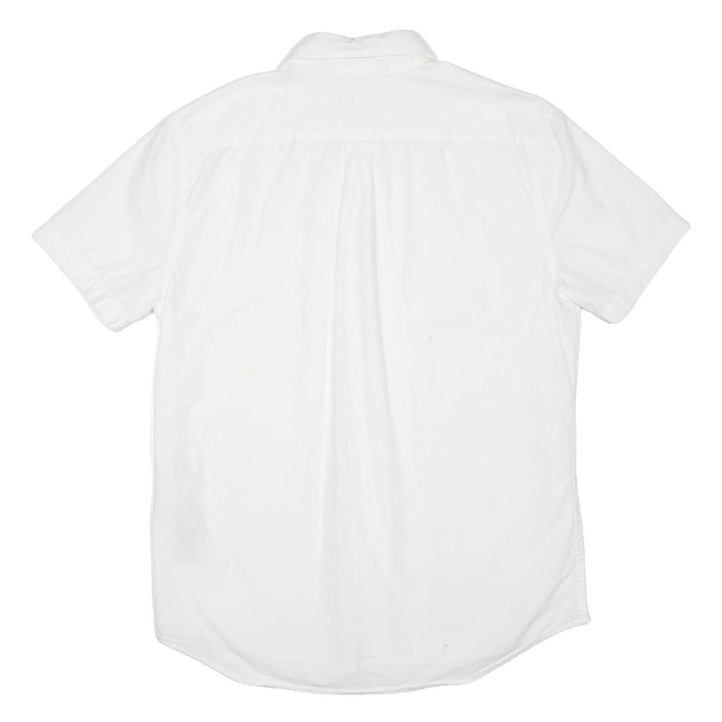 LEVI'S Mens White Plain Cotton Blend Shirt M Button Down Collar Casual Summer