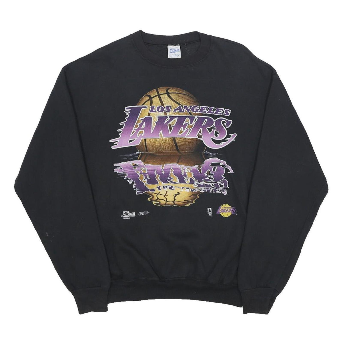 SALEM SPORTWEAR Mens Black Los Angeles Lakers Crew Neck L Basketball Graphic