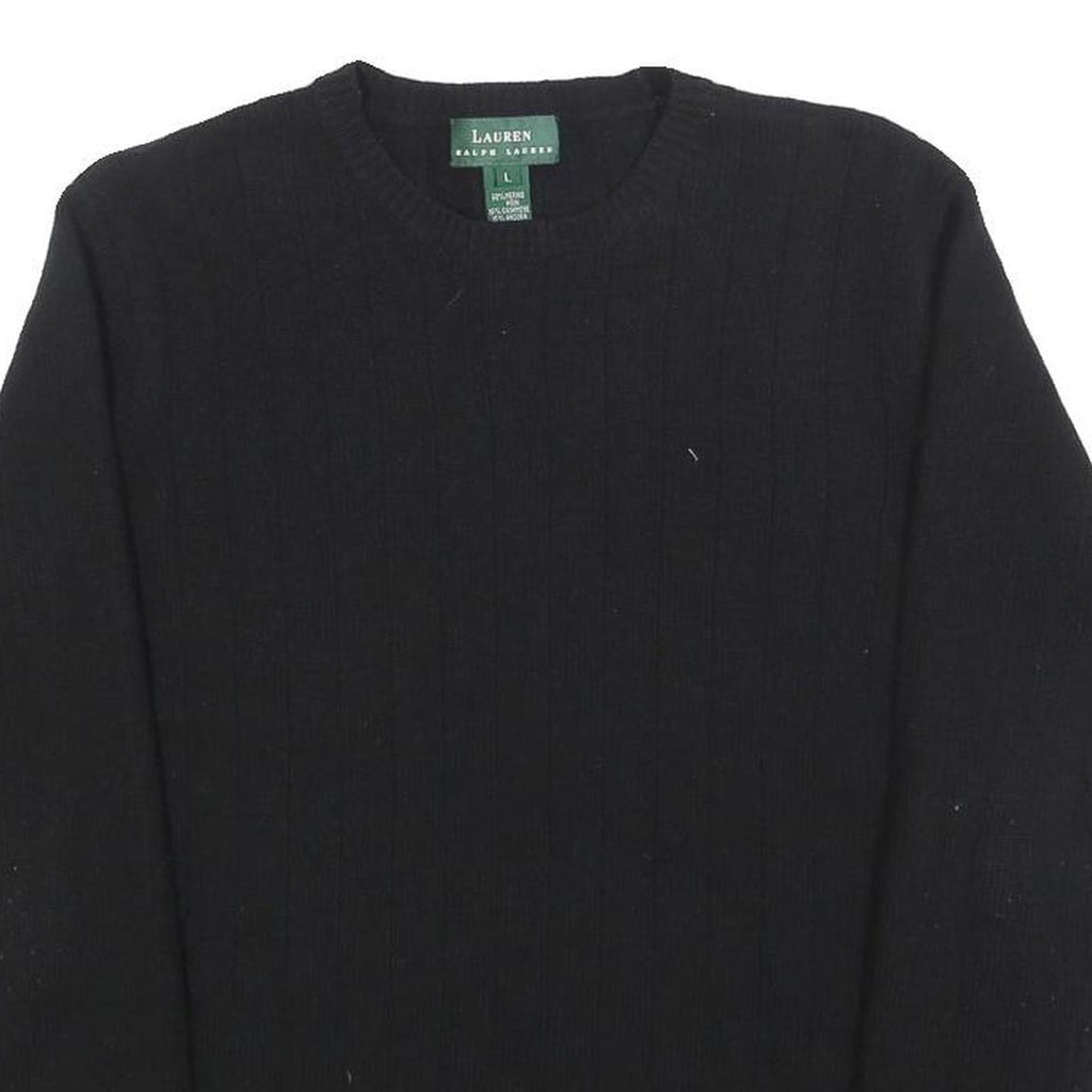 LAUREN RALPH LAUREN Girls Black Plain Pullover Jumper Wool Blend L