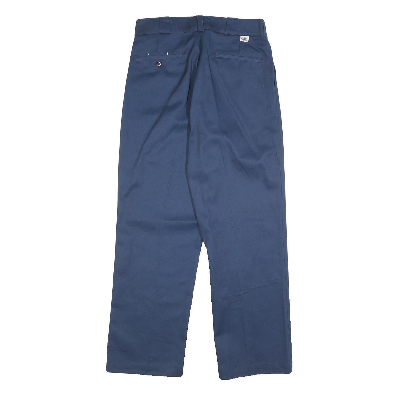 DICKIES Mens Regular Fit Blue Cotton Blend Straight Leg Trousers W32 L30