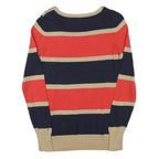 TOMMY HILFIGER Womens Navy & Red & Beige Striped Plain Crew Neck Basic Knit