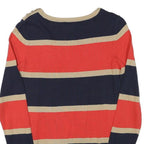 TOMMY HILFIGER Womens Navy & Red & Beige Striped Plain Crew Neck Basic Knit