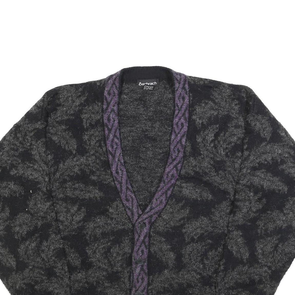 BACHRACH Womens Black & Grey Patterned Button Up Jumper M Knitwear Elegant
