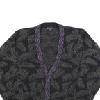 BACHRACH Womens Black & Grey Patterned Button Up Jumper M Knitwear Elegant