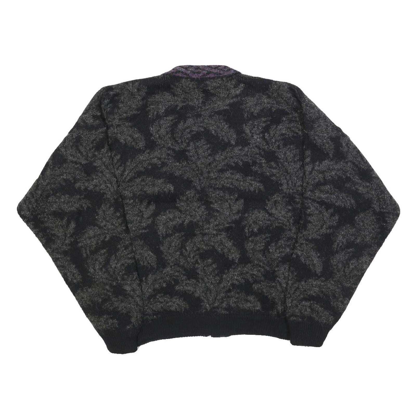 BACHRACH Womens Black & Grey Patterned Button Up Jumper M Knitwear Elegant
