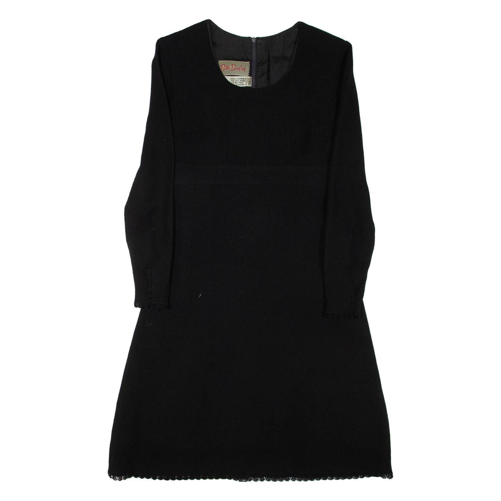 BETTY BARCLAY Womens Day Dress Black Wool Long Sleeve Knee Length S