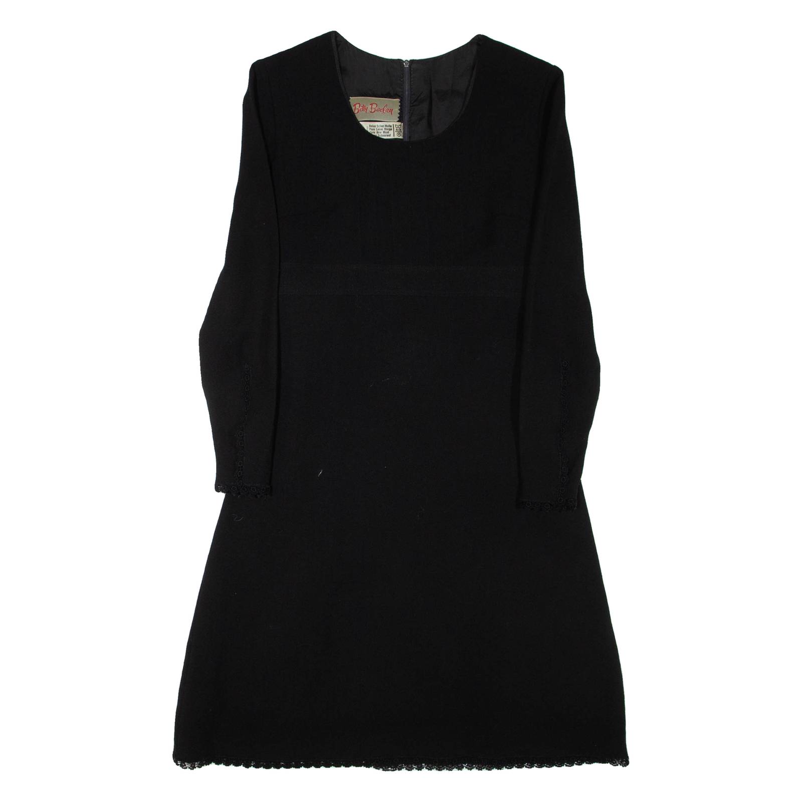 BETTY BARCLAY Womens Day Dress Black Wool Long Sleeve Knee Length S