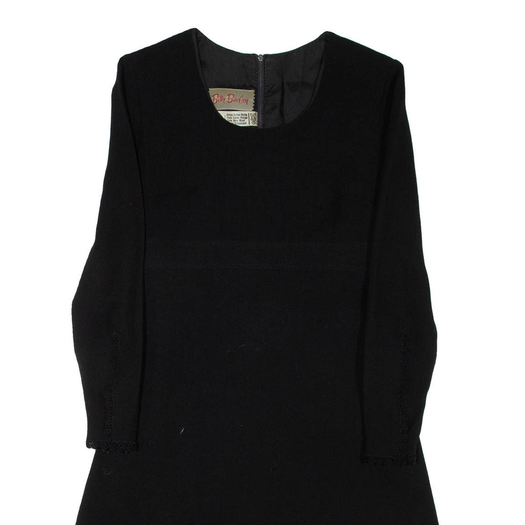BETTY BARCLAY Womens Day Dress Black Wool Long Sleeve Knee Length S