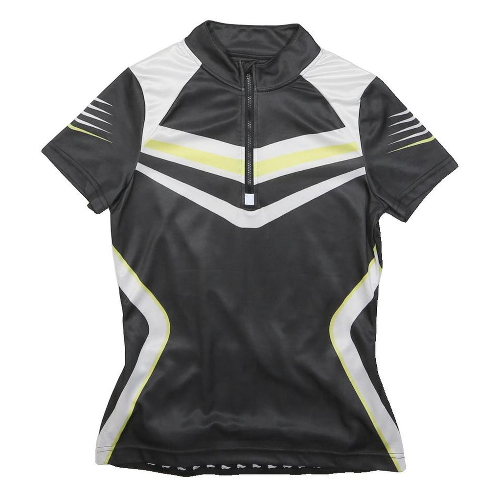 CRIVIT Mens Black & White Cycling T-Shirt S Short Sleeve 1/4 Zip Sports Top
