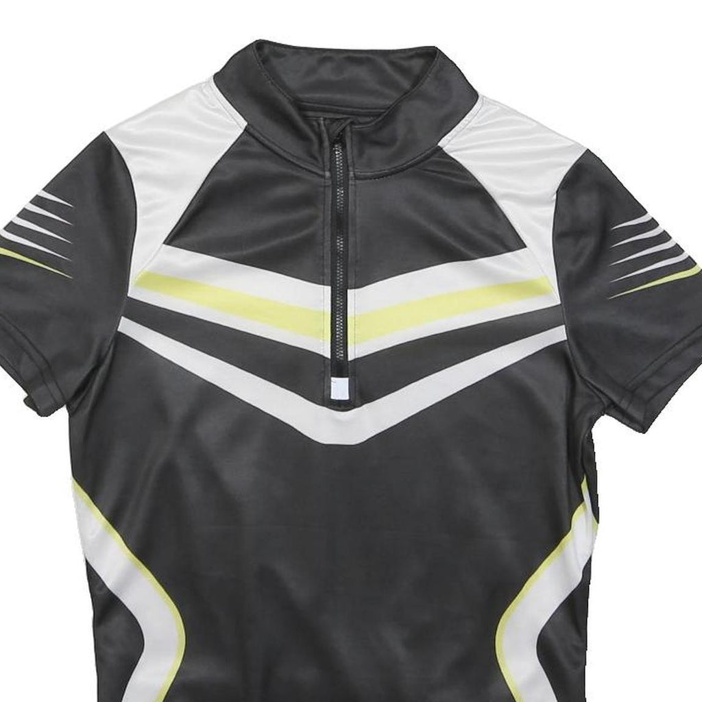 CRIVIT Mens Black & White Cycling T-Shirt S Short Sleeve 1/4 Zip Sports Top