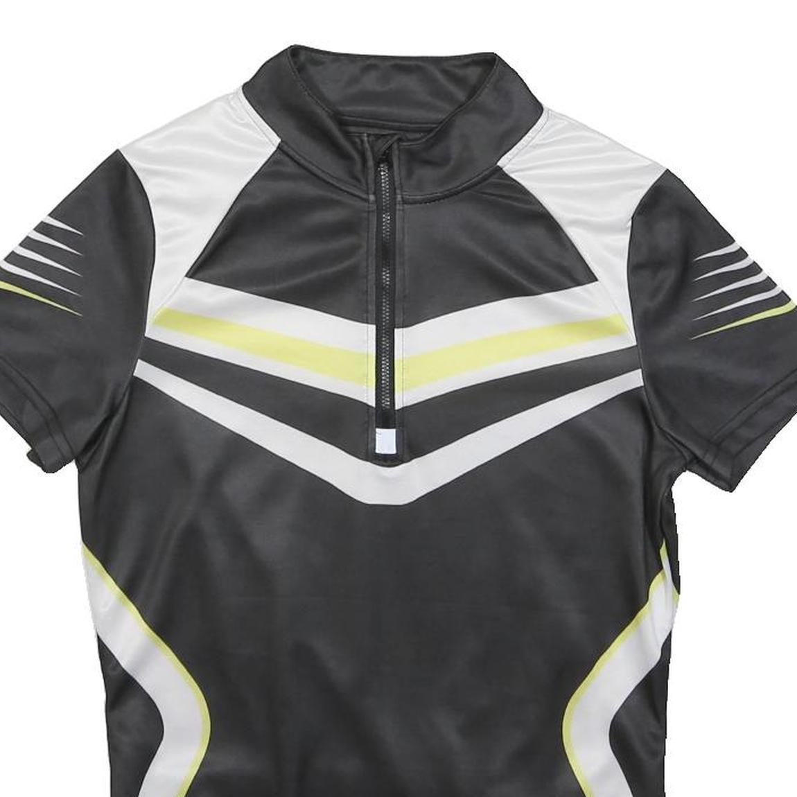 CRIVIT Mens Black & White Cycling T-Shirt S Short Sleeve 1/4 Zip Sports Top
