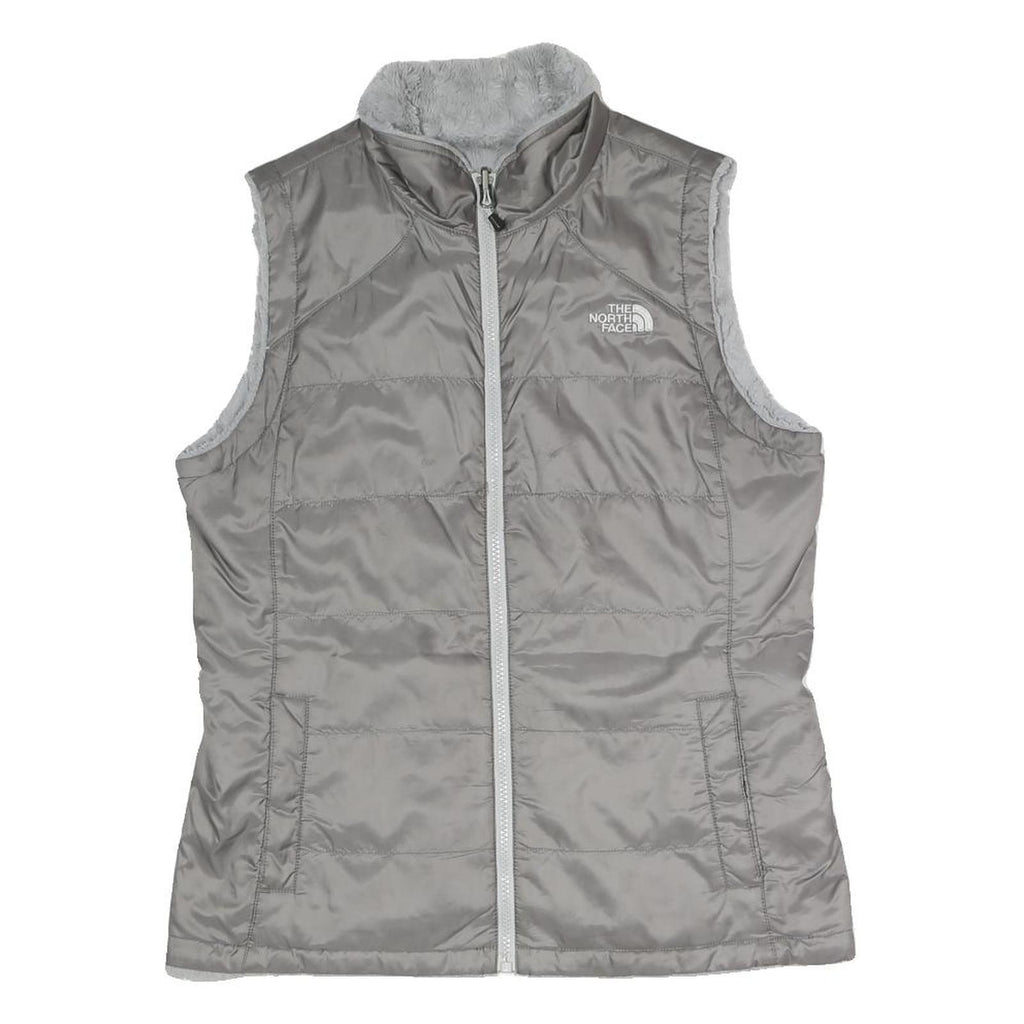 THE NORTH FACE Womens Grey Reversible Zip Vest Polyester Blend S Plain Outdoor