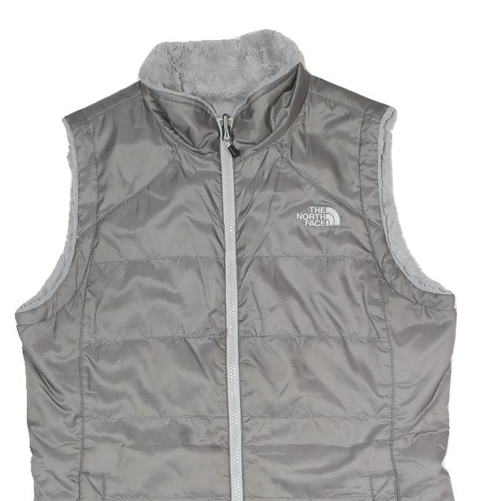 THE NORTH FACE Womens Grey Reversible Zip Vest Polyester Blend S Plain Outdoor