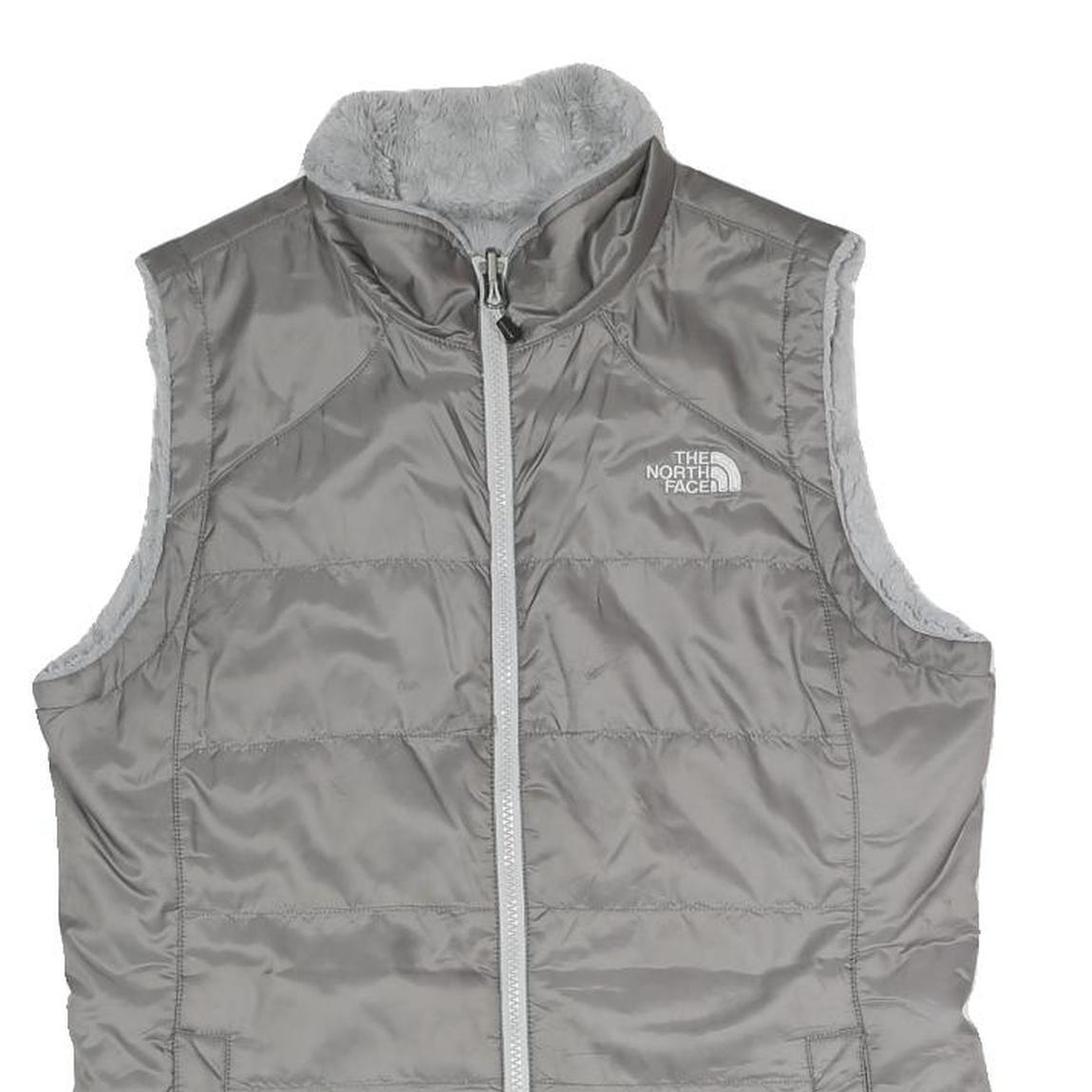 THE NORTH FACE Womens Grey Reversible Zip Vest Polyester Blend S Plain Outdoor