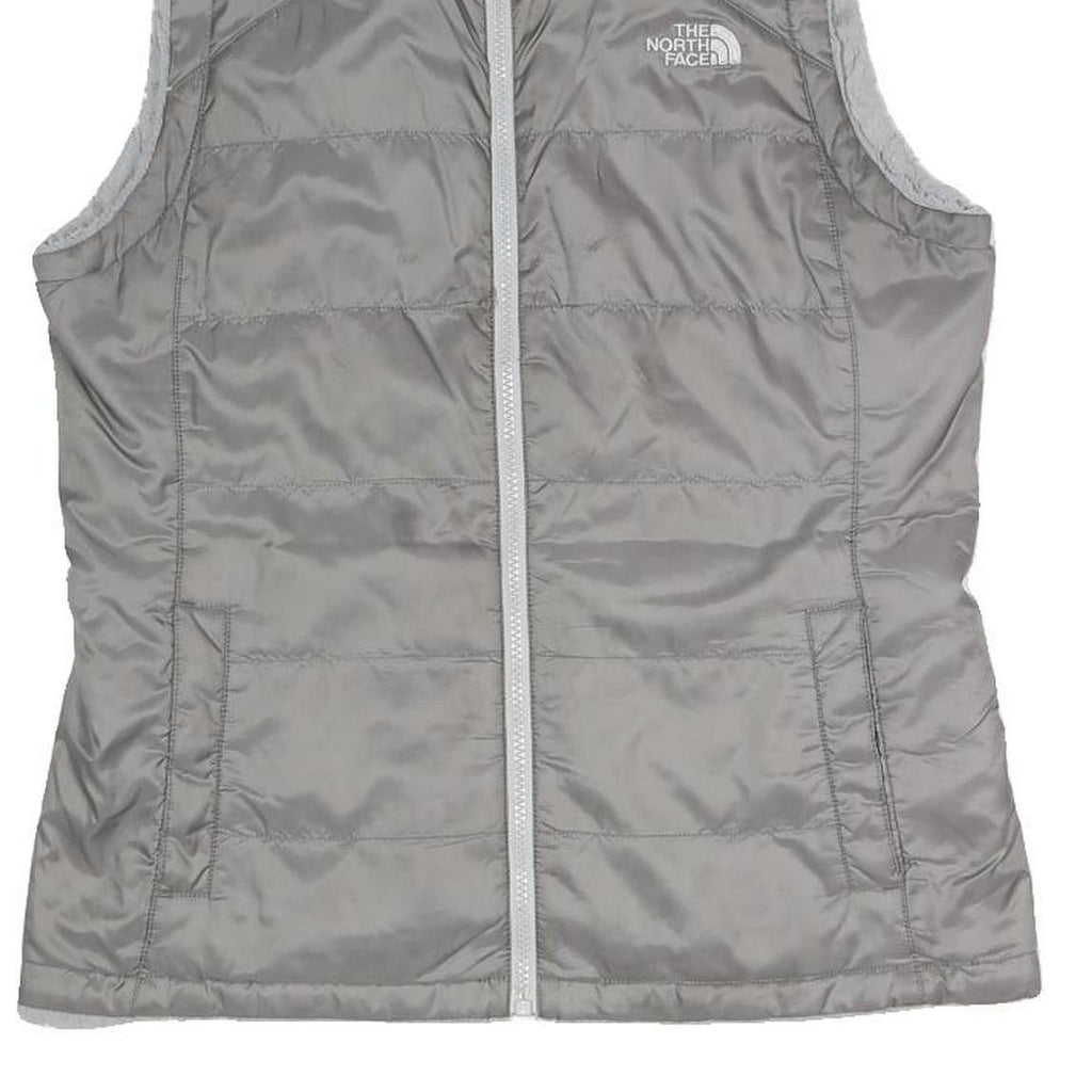 THE NORTH FACE Womens Grey Reversible Zip Vest Polyester Blend S Plain Outdoor