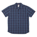 THE NORTH FACE Mens Blue Check Shirt L Casual Button Short Sleeve Cotton Blend
