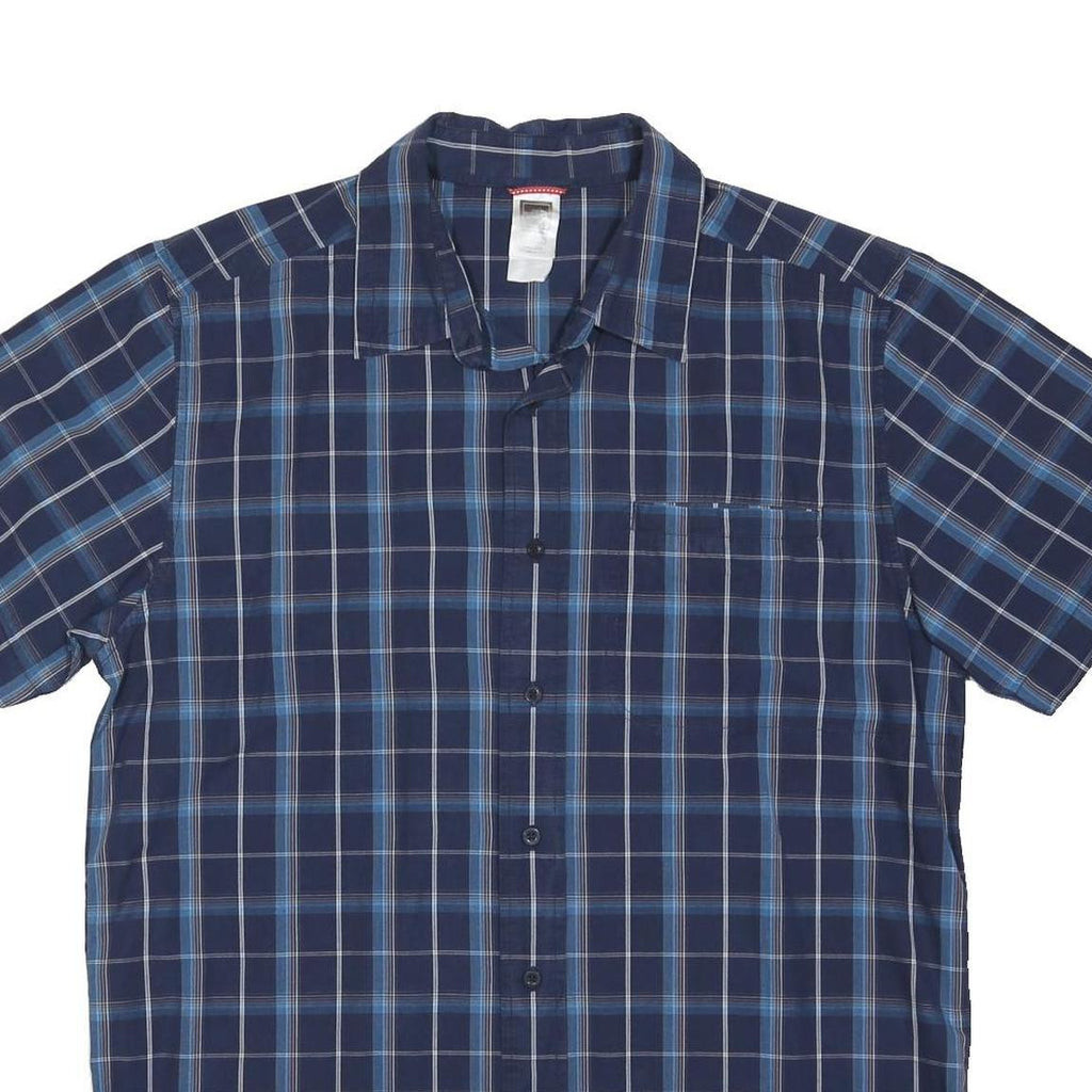 THE NORTH FACE Mens Blue Check Shirt L Casual Button Short Sleeve Cotton Blend