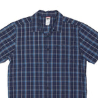 THE NORTH FACE Mens Blue Check Shirt L Casual Button Short Sleeve Cotton Blend