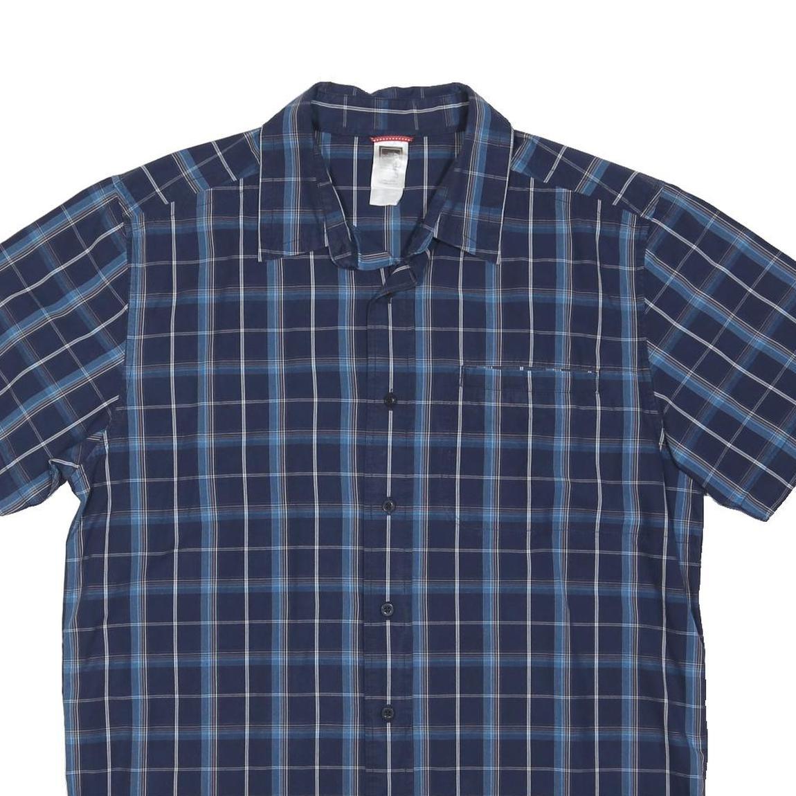 THE NORTH FACE Mens Blue Check Shirt L Casual Button Short Sleeve Cotton Blend