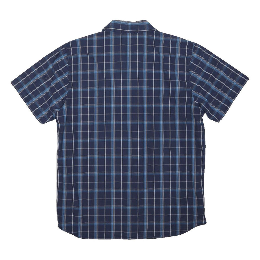 THE NORTH FACE Mens Blue Check Shirt L Casual Button Short Sleeve Cotton Blend