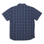 THE NORTH FACE Mens Blue Check Shirt L Casual Button Short Sleeve Cotton Blend