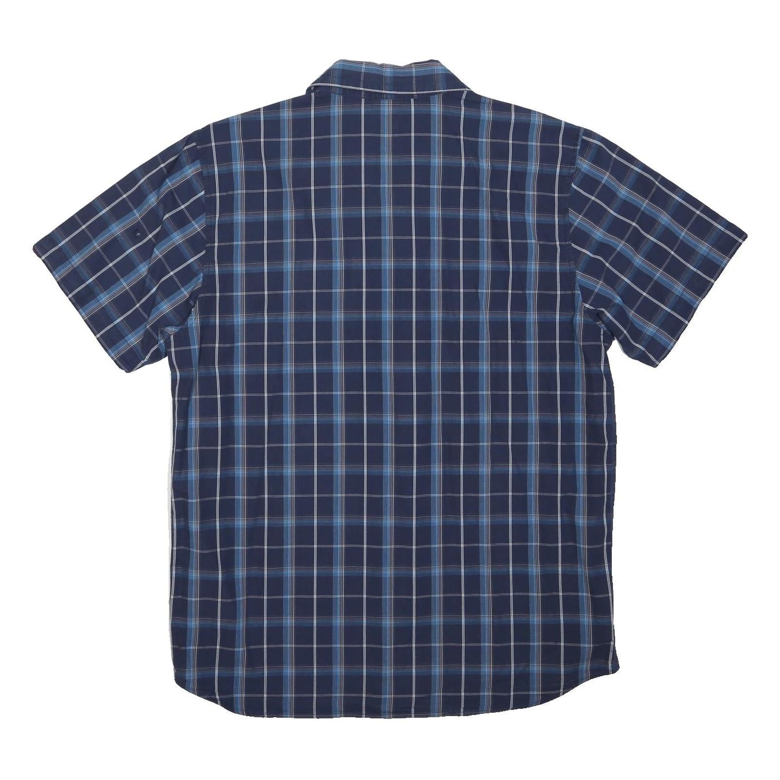 THE NORTH FACE Mens Blue Check Shirt L Casual Button Short Sleeve Cotton Blend