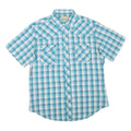 WRANGLER Mens Blue Check Shirt L Short Sleeve Western Cotton Blend