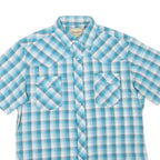 WRANGLER Mens Blue Check Shirt L Short Sleeve Western Cotton Blend