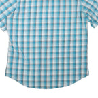 WRANGLER Mens Blue Check Shirt L Short Sleeve Western Cotton Blend