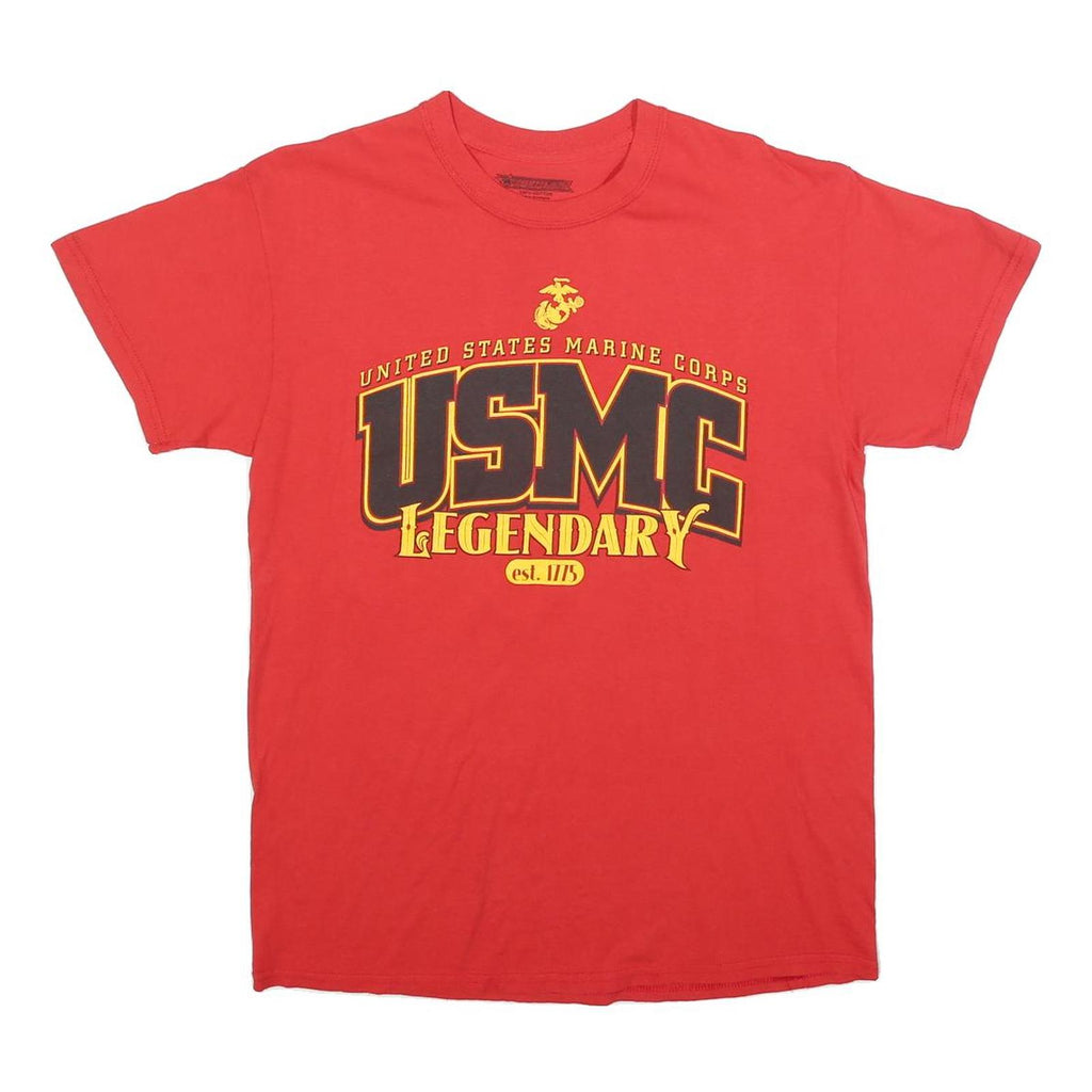 FRONTLINE Mens Red USMC Legendary Graphic T-Shirt M Short Sleeve Crew Neck